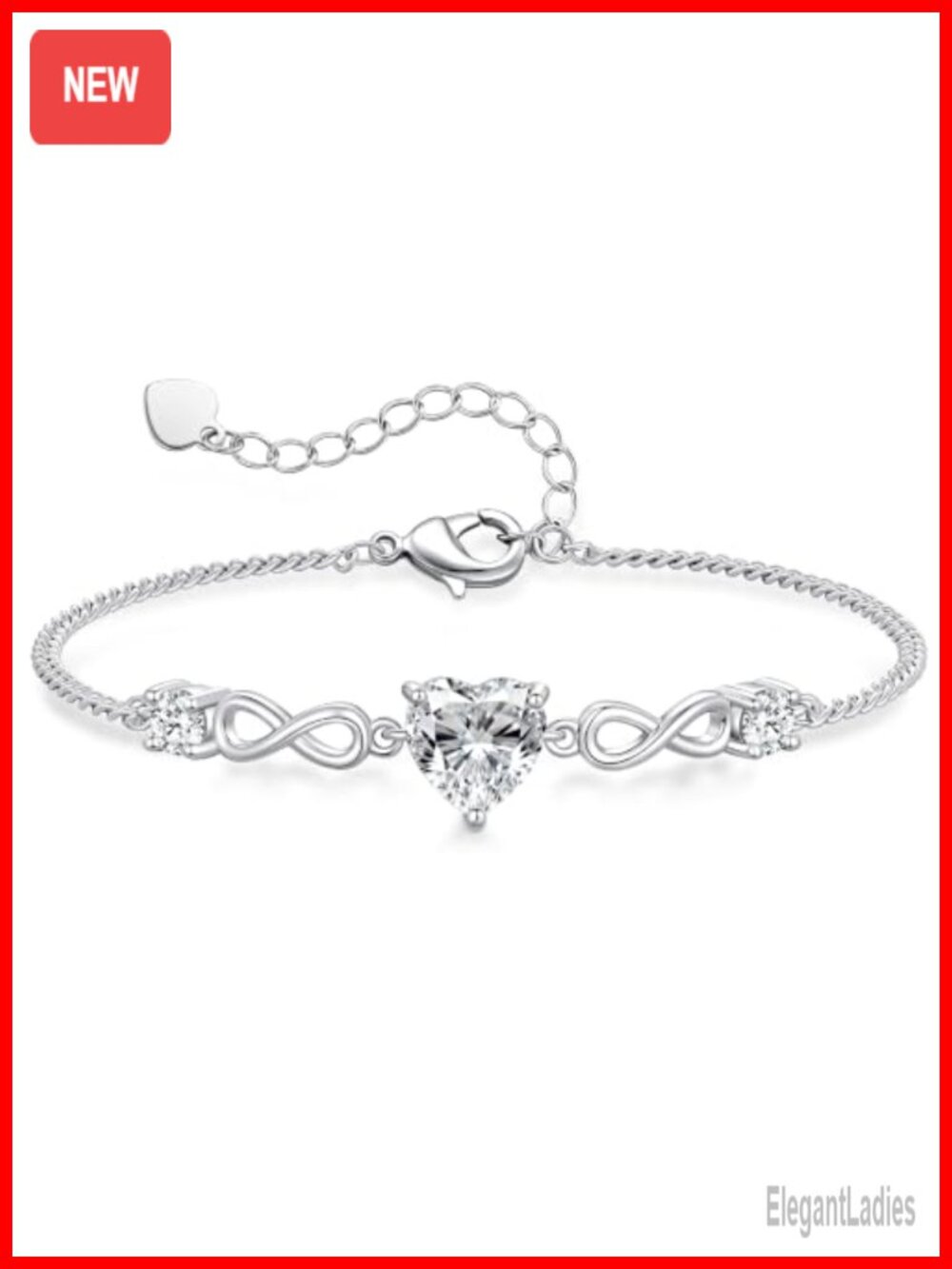 Moissanite Heart Link Bracelet 1.5 Carat Adjustable Gift
